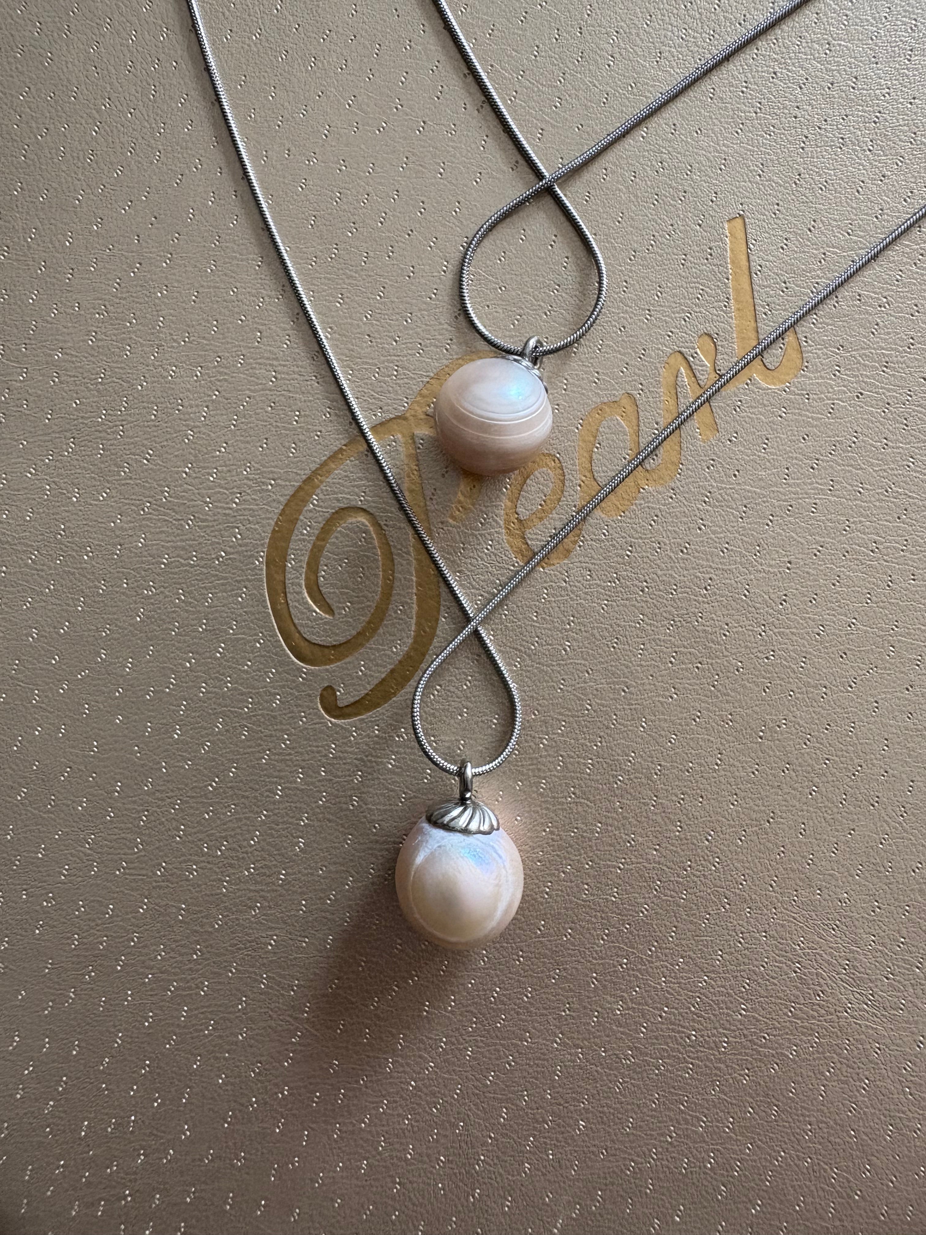 双色車輪形狀珍珠吊墜頸鏈（禾力珍珠時來運轉概念禮品）