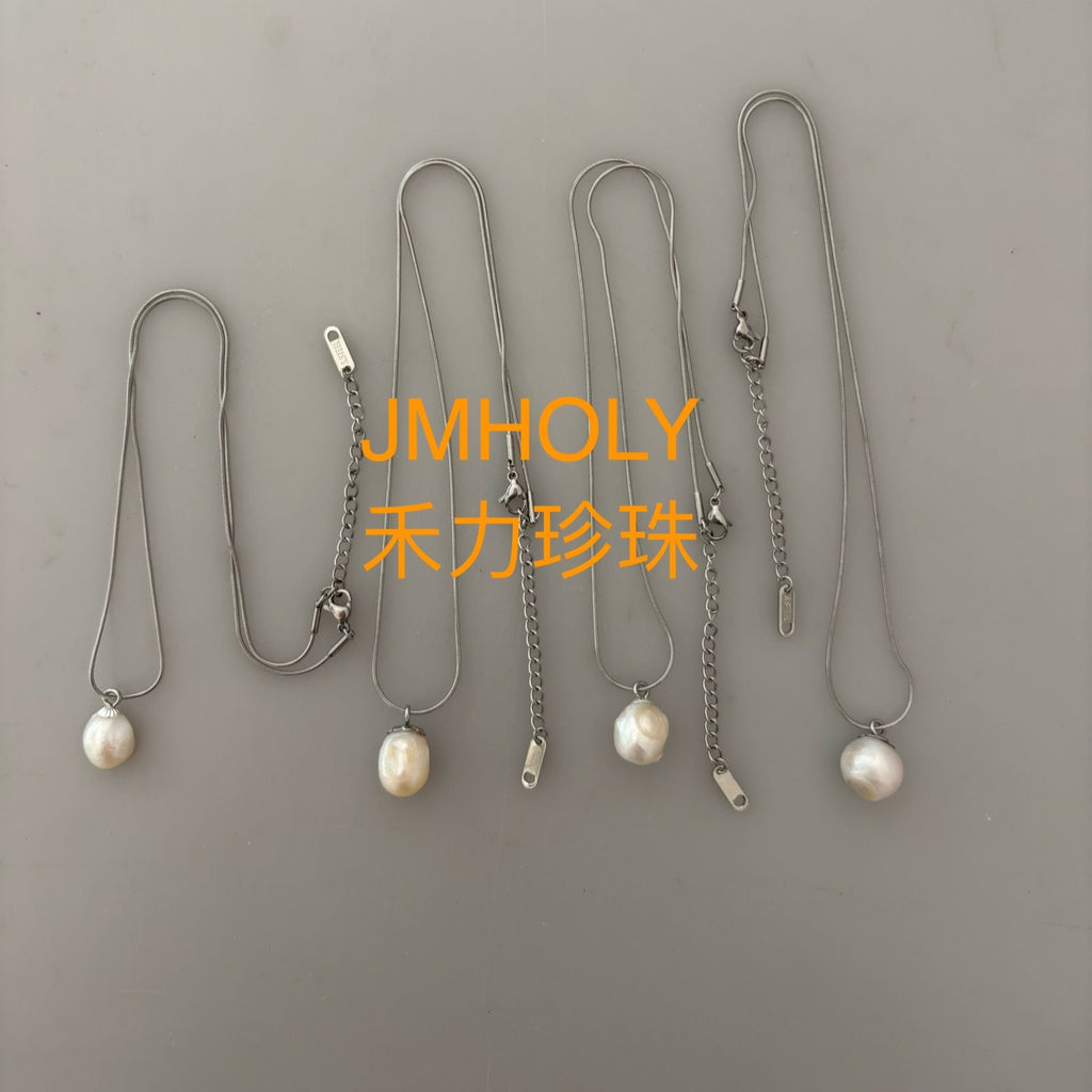 半圓切面形狀吊墜頸鏈（禾力珍珠概念禮品,原創作品）