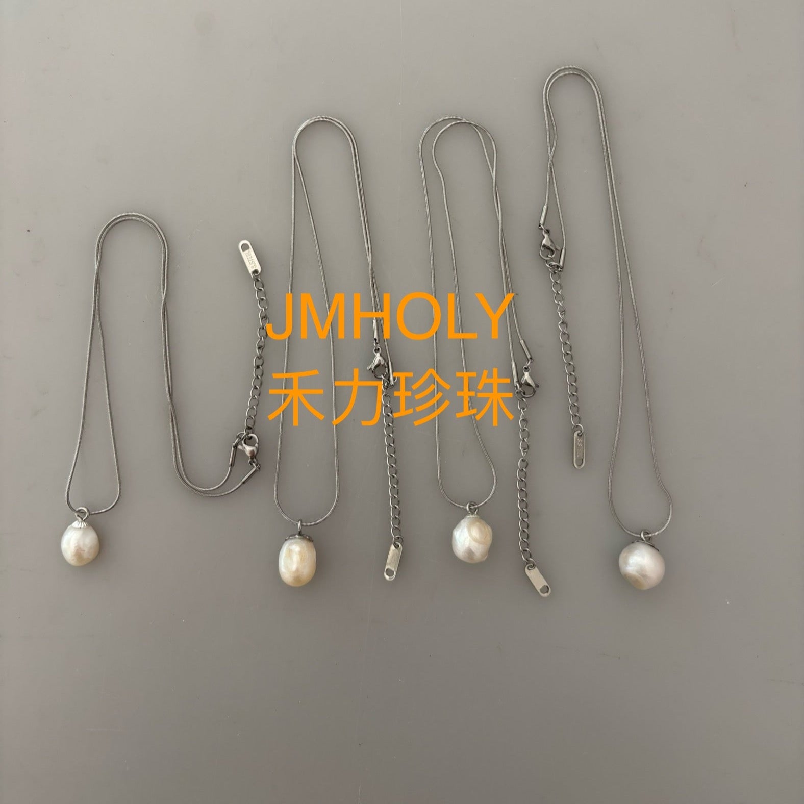 半圓切面形狀吊墜頸鏈（禾力珍珠概念禮品,原創作品）