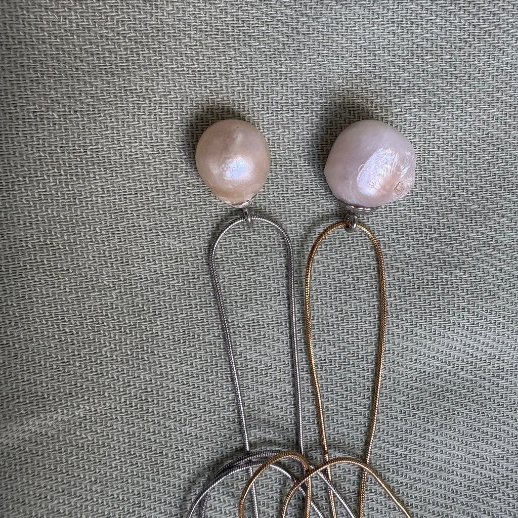 半圓切面形狀吊墜頸鏈（禾力珍珠概念禮品,原創作品）